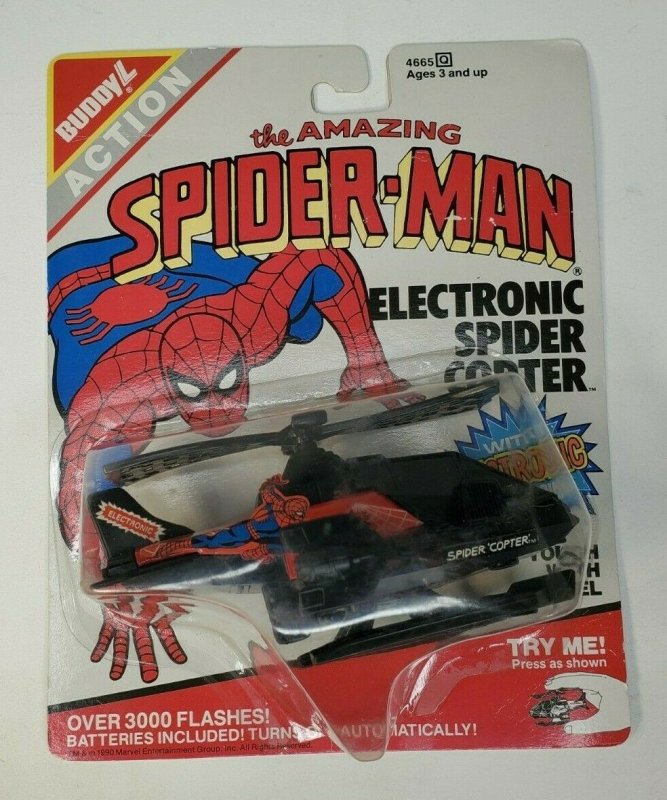  Spider-Man Electronic Spider Copter Helicopter Buddy L  NEW NM   1990       