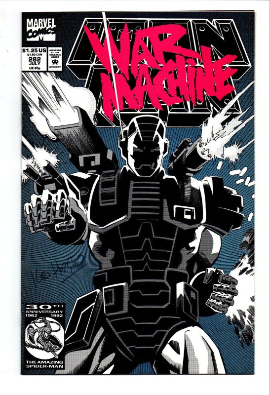 Iron Man #282 - 1st War Machine - KEY - signed artist Kevin Hopgood -1992- (-NM) 