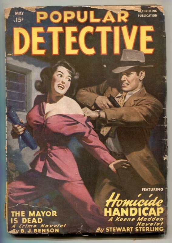 Popular Detective Pulp May 1949- headlight cover- Homicide Handicap