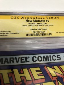 New Mutants (1983) # 1 (CGC 9.6 OWWP) Signed & Sketch Bob McLeod | CPV Canadian