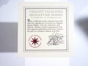 Magnus, Robot Fighter #25 Signed Valiant COA-BOB LAYTON & JOHN OSTRANDER  1991