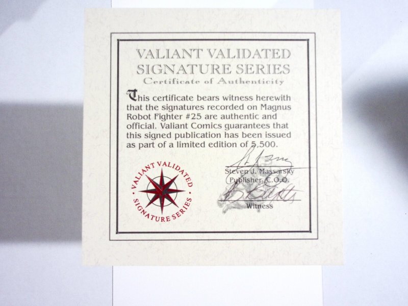 Magnus, Robot Fighter #25 Signed Valiant COA-BOB LAYTON & JOHN OSTRANDER  1991