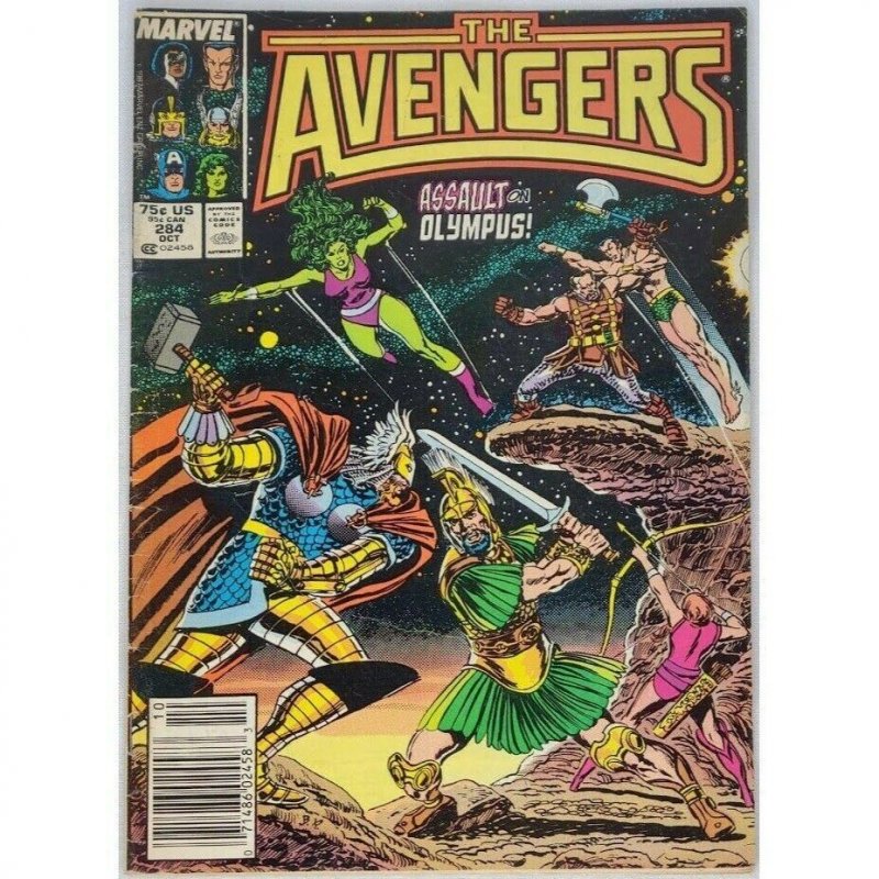 Avengers 284 Marvel 1987 Newsstand 4.0 VG Captain America Namor She Hulk Thor