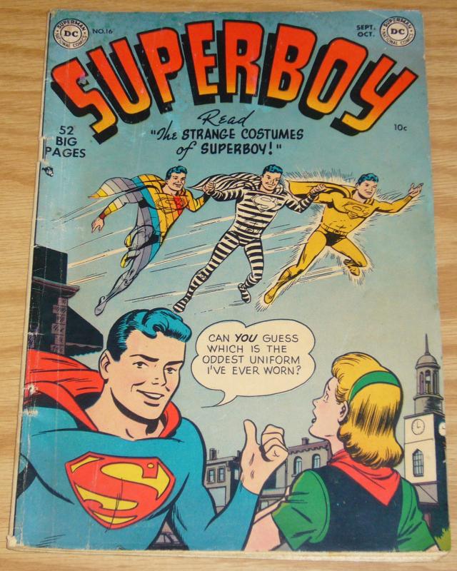 Superboy #16 VG september 1951 - golden age dc comics - strange costumes 52 pgs