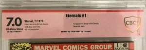 The Eternals #1 1976 CGC SS 9.6 Signed by Stan Lee! & CBCS 7.0 VS by Jack Kirby!