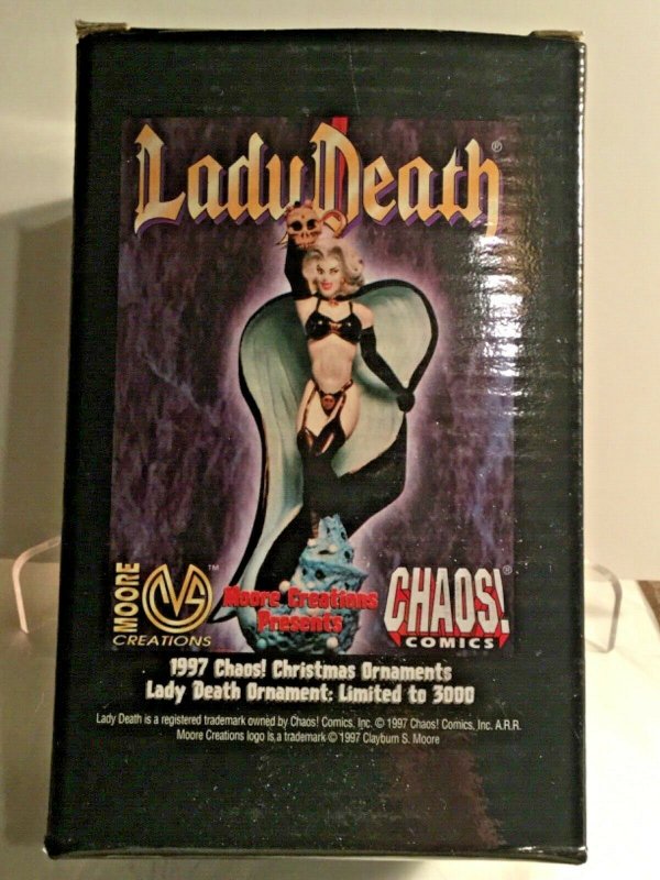 Lady Death 1997 Christmas Ornament. CHAOS COMICS LTD EDITION 1333/3000