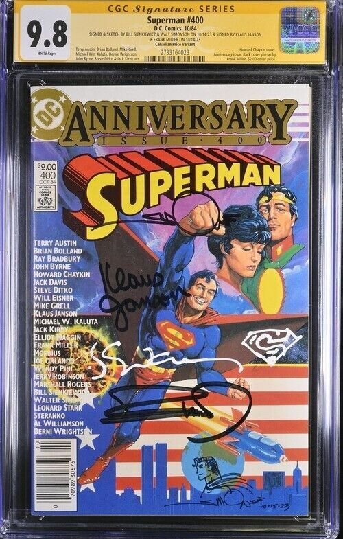 Superman (1984) # 400 (CGC 9.8 SS) Signed Sienkiewicz*Simonson*Janson*Miller CPV