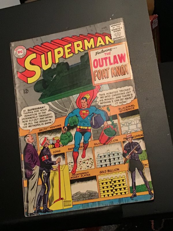 Superman #179 (1965) Superman bank robber key issue hi grade VF+ WOW!