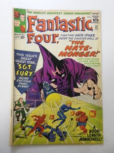 Fantastic Four #21 (1963) VG- Condition 1st Appearance of the Hate-Monger ink fc