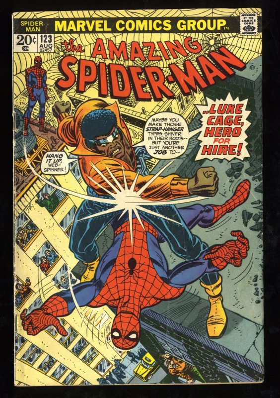 Amazing Spider-Man #123 VG+ 4.5 Luke Cage Hero For Hire!