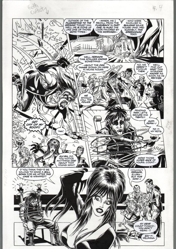 TOD SMITH-ELVIRA #125-THE HAUNTING-PART II -ORIGINAL ART PAGE 24-QUEEN 'B FN