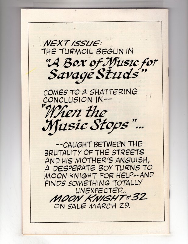 Moon Knight #31 (1983)  Classic Original Series! Bronze MARVEL!   / ID#929