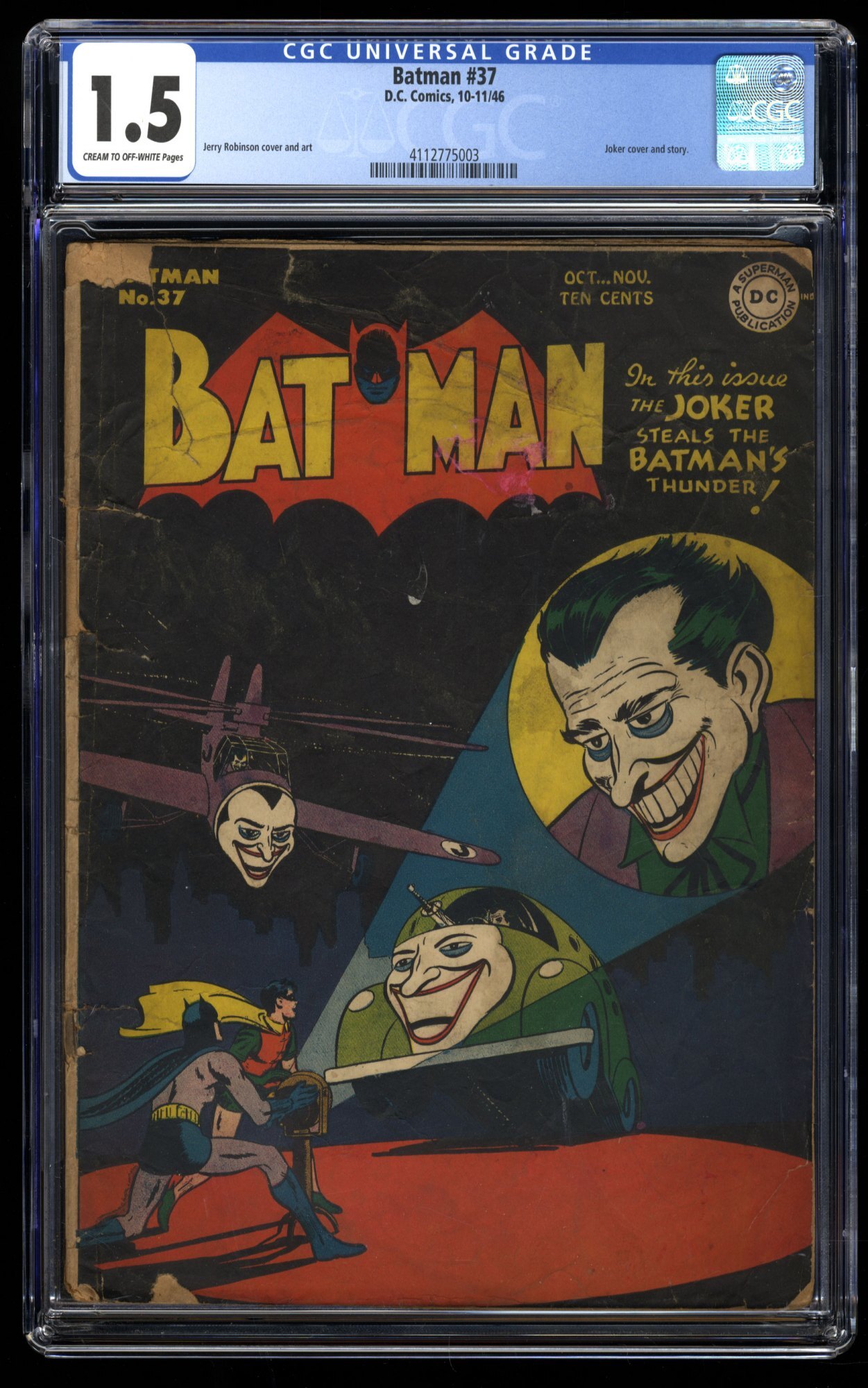 Batman #37 CGC FA/GD  Classic Joker Cover and Story! | Comic Books -  Golden Age, DC Comics, Batman, Superhero / HipComic