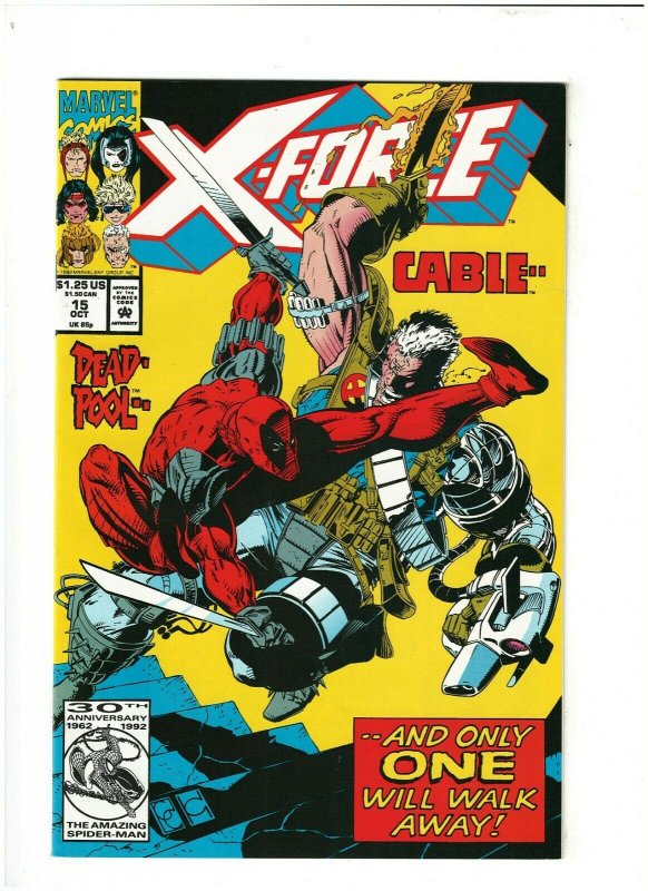 X-Force #15 NM- 9.2 Marvel Comics 1992 Deadpool vs. Cable, Greg Capullo 