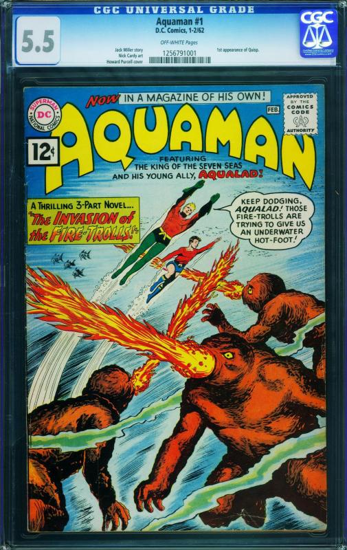 Aquaman #1 CGC 5.5 First issue DC key issue Silver Age comic 1962 1256791001