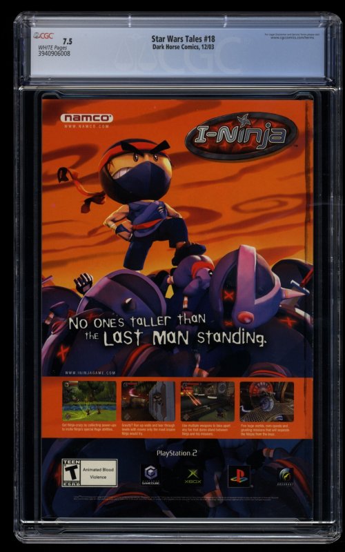 Star Wars Tales #18 CGC VF- 7.5 White Pages