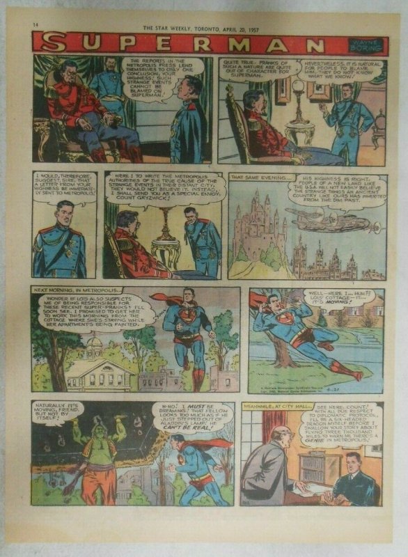 Superman Sunday Page #912 by Wayne Boring from 4/21/1957 Size ~11 x 15 inches