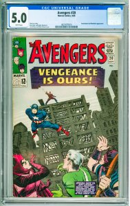 The Avengers #20 (1965) CGC 5.0! sticker residue bc