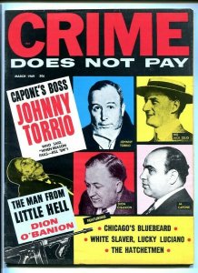 CRIME DOES NOT PAY-MARCH 1969-CAPONE-BLUEBEARD-HATCHETMAN-WHITE SLAVER FN