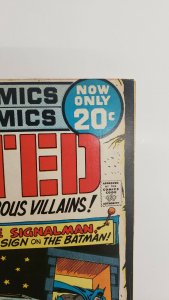DC Wanted #1 Most Dangerous Villians Premiere Issue 1972 DC Comics 20 Cent Issue