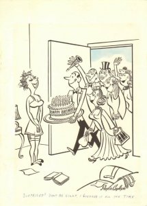 Half Dressed Babe / Birthday Surprise - art by Irwin Caplan