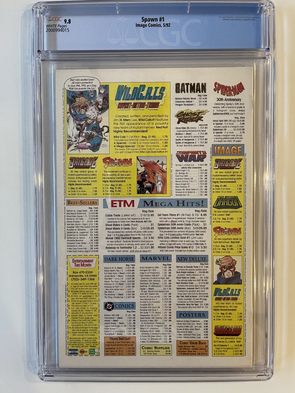 Spawn #1 (1992) CGC 9.8 WP Classic McFarlane 1st app Spawn