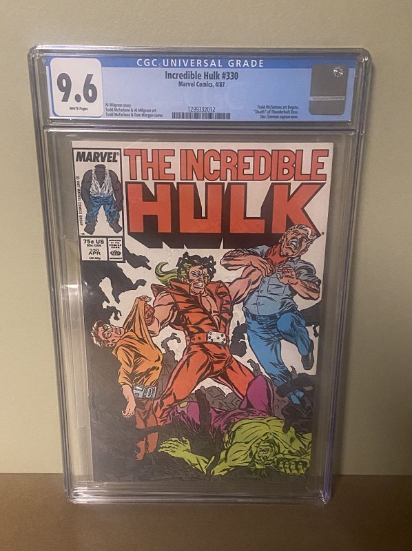 Incredible Hulk #330 (9.6 NM+ ) 1st Todd McFarlane Art /  1987