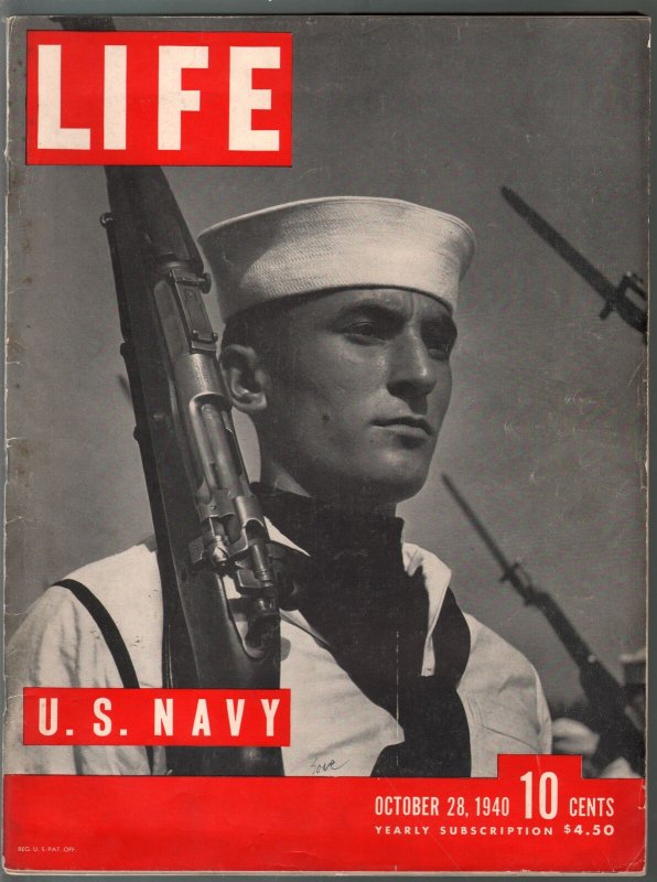 Life 10/28/1940-U.S. Navy issue-pre WWII-Lana Turner-military pix & info-VG+