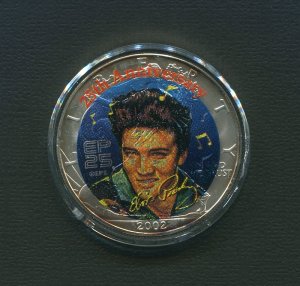 2002 25th Anniversary Elvis Presley Colorized US Silver Eagle