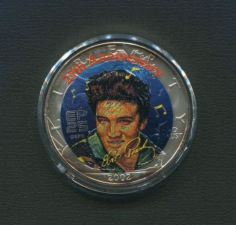 2002 25th Anniversary Elvis Presley Colorized US Silver Eagle