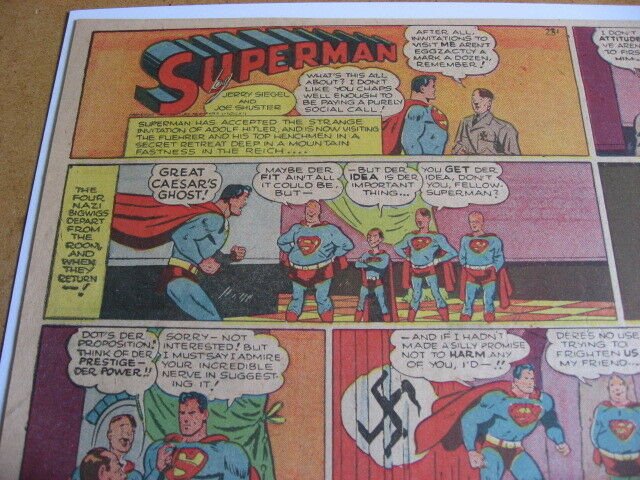 SUPERMAN COMIC PAGE 281 1945 HITLER GOERING NAZIS AS SUPERMAN NICE WOW