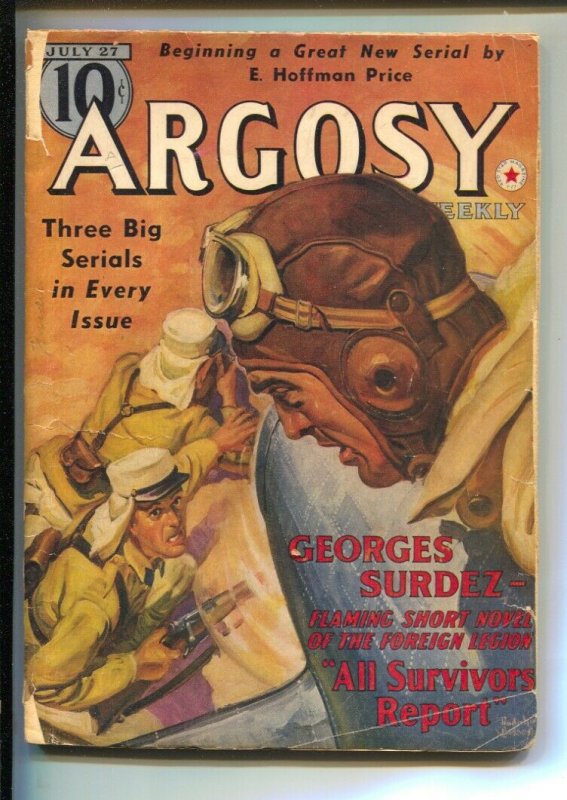 Argosy 7/27/1940-Rudolph Belarski Foreign Legion cover-Pulp stories by Jim Kj...