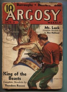 ARGOSY 10/3/1936--Tiger pulp cover by K.E. Pike--L. Ron Hubbard--comic book