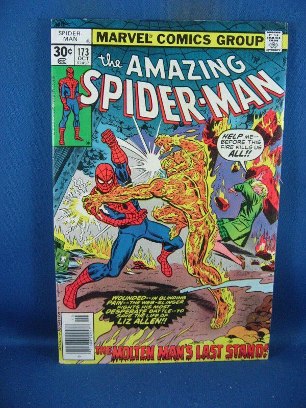 AMAZING SPIDERMAN 173 F VF MOLTEN MAN  1977