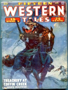 Fifteen Western Tales Pulp January 1952- Joseph Chadwick G/VG