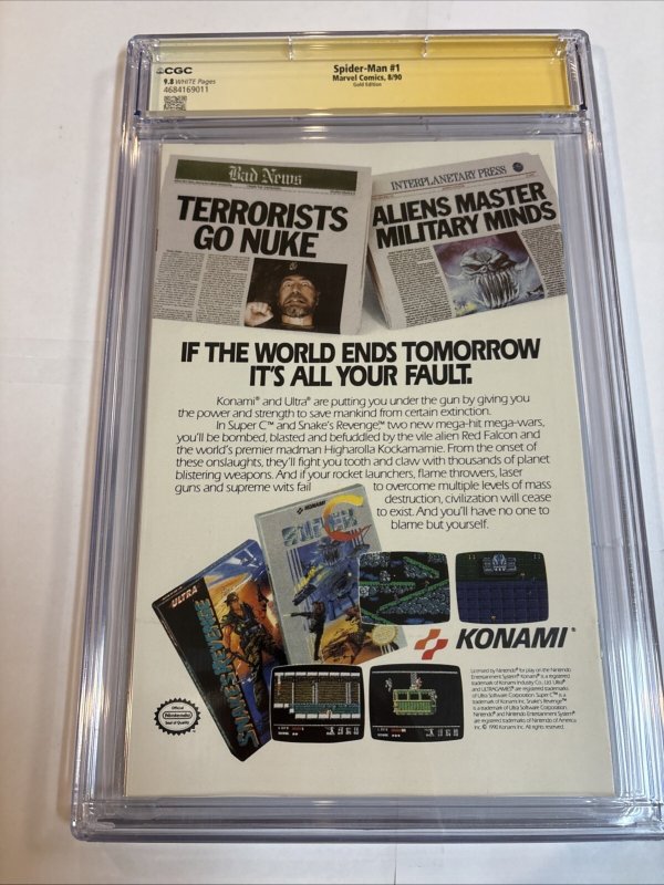 Spider Man (1990) # 1 (CGC 9.8 WP SS) Signed Full Todd McFarlane • Gold Edition