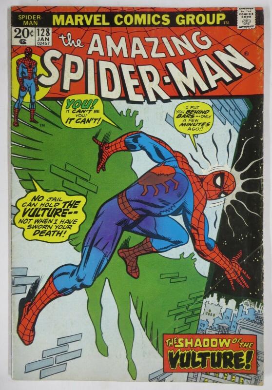 AMAZING SPIDER-MAN  #128 (Marvel,1/1974) GOOD (G) Vulture! Conway & Andru