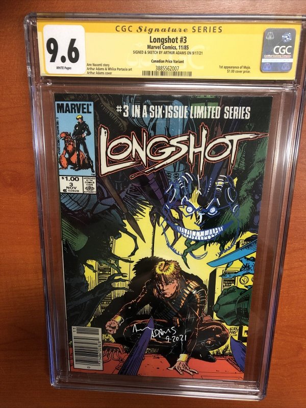 Longshot (1985) #3 (CGC 9.6 SS) Signed & Sketch Arthur Adams ! Census 1 | CPV