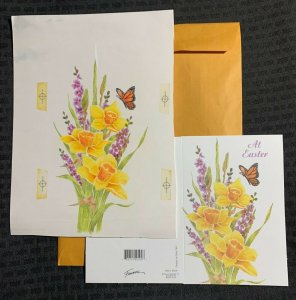 MOM & DAD Easter Flowers & Butterfly 8x11 Greeting Card Art #E2579 w/ 6 Cards