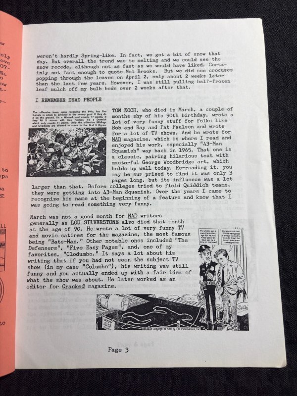 2006 THE CHATHAM HACK Fanzine #4 VG+ 4.5 hangman / Lou Silverstone