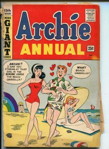 ARCHIE ANNUAL #15 1963-MLJ/ARCHIE-SWIMSUIT COVER-BETTY-VERONICA-fr