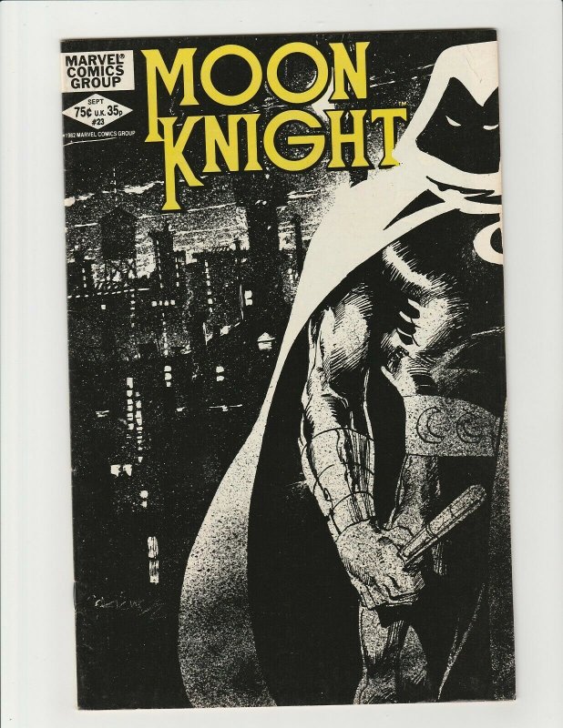 Moon Knight #23 (Marvel 1982) Bill Sienkiewicz Art Black Cover High Grade VF