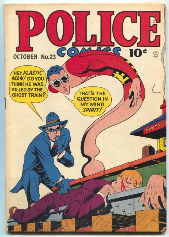 Police Comics #23 1943- Plastic Man- Spirit- High Grade Golden Age VF