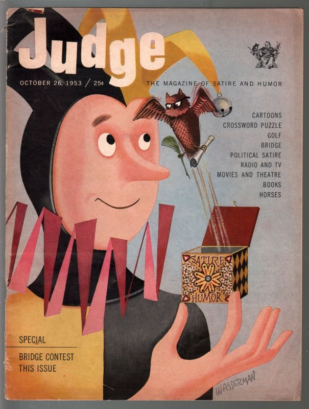 Judge 10/26/1953-gags & cartoons-David Wasserman-wacky humor-VG