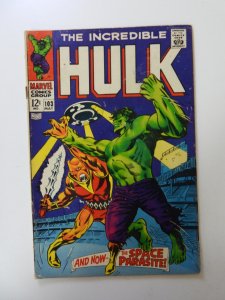 The Incredible Hulk #103 (1968) VG condition top staple detached from cover