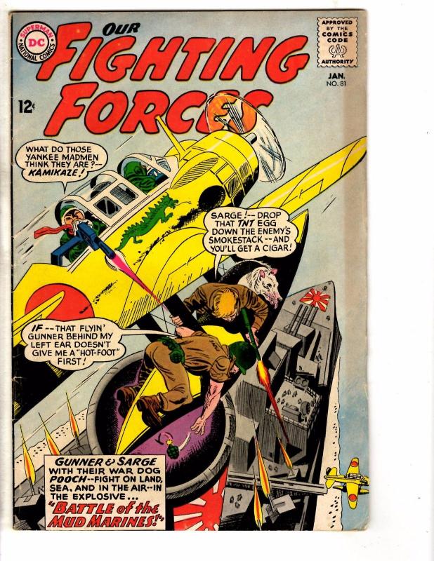 Our Fighting Forces # 81 VG/FN DC Comic Book Gunner & Sarge Silver Age J207