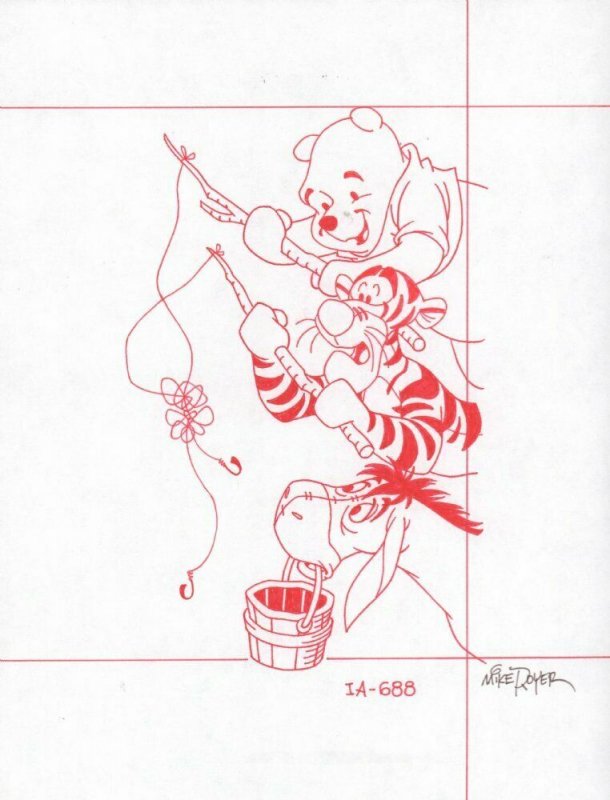 Winnie-the-Pooh Disney Red Ink Concept Art Tigger Eeyore IA-688 by Mike Royer