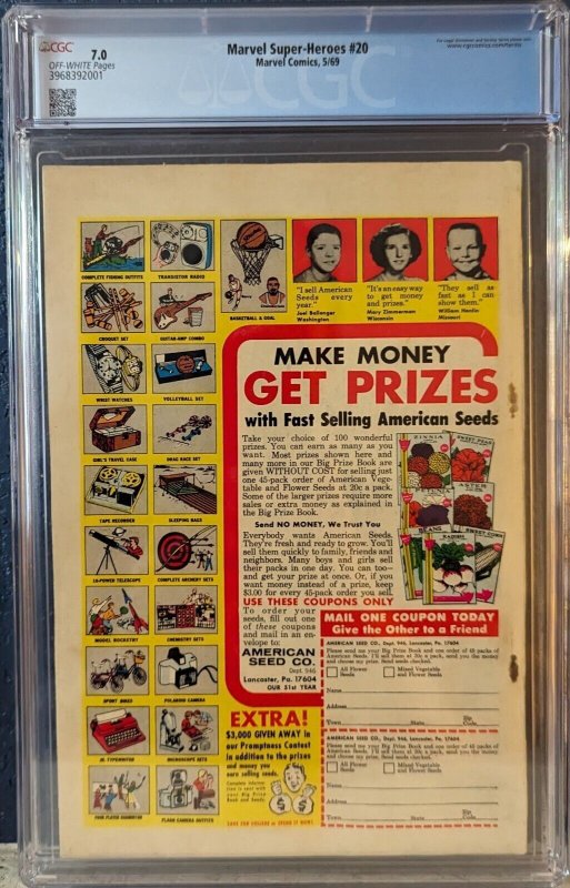 Marvel Super-Heroes #20 This Man, This Demon - 1st app Valeria CGC 7.0