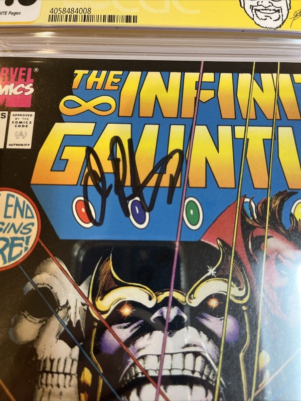Infinity Gauntlet (1991) # 1 (CGC 9.8 SS WP)  Signed By Jim Starlin ! 