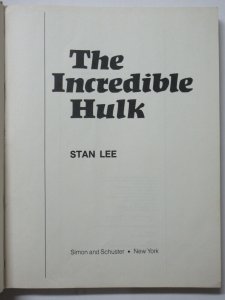 Incredible Hulk by Stan Lee (Marvel Simon & Schuster 1978)  Hardcover Collection